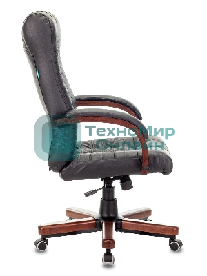 Кресло Бюрократ KB-10WALNUT/B/LEATH черный, кожа