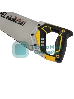 Ножовка по дереву Denzel 450 мм, 11 TPI, зуб 3D, металлопластиковая рукоятка