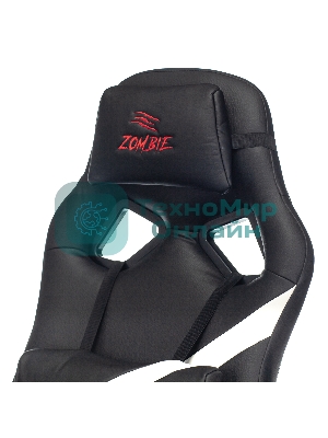 Кресло игровое Zombie DRIVER черный/белый, искусственная кожа, с подголов. крестовина пластик