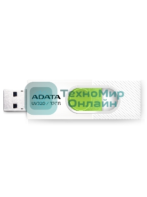 Флешка USB ADATA UV320 (AUV320-32G-RWHGN), 32Gb, USB 3.2, R/W 100/30, белый/зеленый