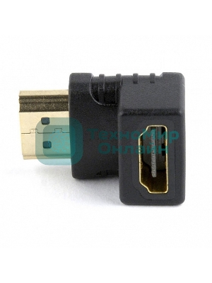 Переходник Cablexpert HDMI-HDMI 19F/19M, угловойсоединитель 90 градусов, золотые разъемы (A-HDMI90-FML)