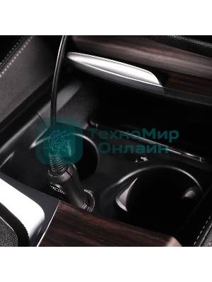 Автозарядка с индикатором Rexant (разъем 1.4х3.4) (АЗУ) шнур спираль 1.5 м