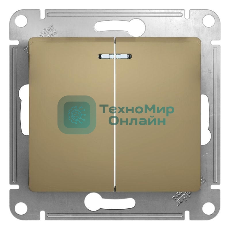 Механизм выключателя 2-кл. СП Glossa 10А IP20 10AX с подсветкой титан SchE GSL000453