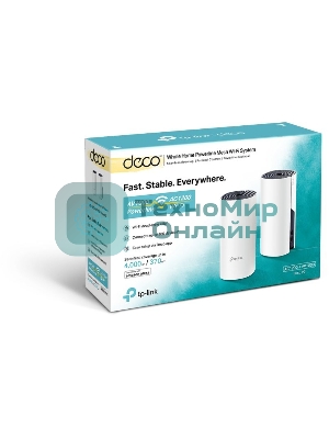 Бесшовный Mesh роутер TP-Link DECO P9 (2-PACK) AC1200 10/100/1000BASE-TX белый (упак.:2шт)