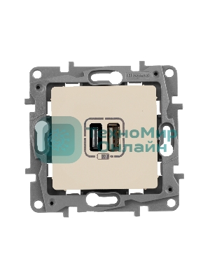 Зарядное устройство с двумя USB-разьемами тип A-тип С Legrand 240В/5В 3000мА - Etika - Цвет Слоновая кость