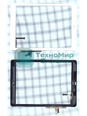 Сенсорное стекло (тачскрин) для iPad Air (A1474, A1475, A1476), белое с кнопкой OEM