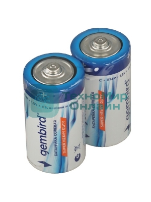 Батарейки солевые Gembird Gb-R14P-2F, тип С(R14P), 2шт, пленка