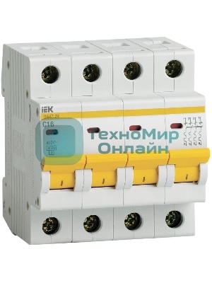 Выключатель автоматический модульный 4п C 16А 4.5кА ВА47-29 IEK MVA20-4-016-C