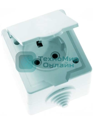 Розетка Кунцево-Электро 1-м ОП РА16-660 с заземл. IP44