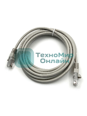 Патч-корд Buro UTP cat.5e 3м серый RJ-45 (m)-RJ-45 (m)