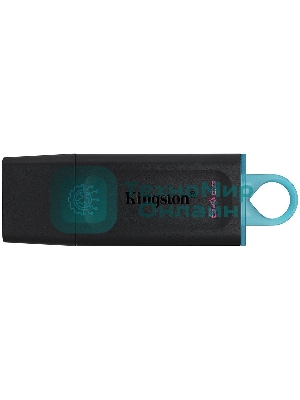 Флешка USB Kingston DataTraveler Exodia (DTX/64GB), 64Gb, USB 3.2 Gen 1, R/W 200/60, черный/бирюзовый