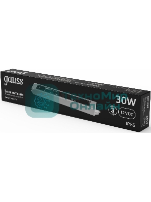 Блок питания для светодиодной ленты пылевлагозащищенный GAUSS 30W 12V IP67