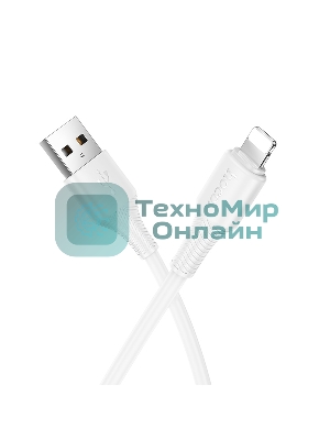 Кабель USB2.0 Hoco AM/Lightning, 2.4А, X120, 1м, белый, коробка