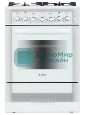 Плита комбинированная Gefest ПГЭ 6502-02 0042 белый, конфорок 4 газовых, духовка 55 л, 60 см x 85 см x 60 см