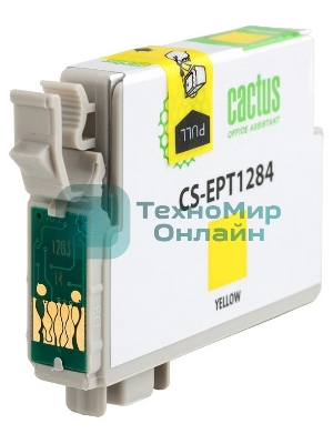 Картридж струйный Cactus CS-EPT1284 (T1284) желтый (7 мл) для Epson Stylus S22/S125/SX420/SX425/Office BX305