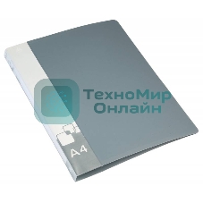 Папка на 2-х D-кольцах Бюрократ -0840/2DGREY A4 пластик 0.8мм кор.40мм внут.и торц.карм серый