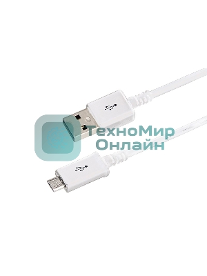 Кабель Rexant USB кабель microUSB длинный штекер 1М белый