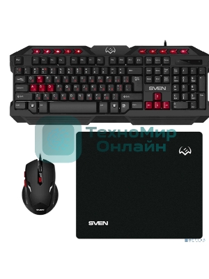 Комплект клавиатура + мышь SVEN GS-9200 игровые клавиатура, мышь и коврик