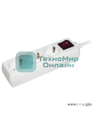 Сетевой удлинитель IEK У03К, выкл. 3 места, 2 Р + P Е/5 метров, 3х1 мм2, 16А/250, белый