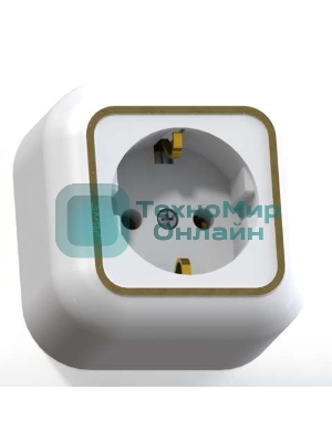 Розетка Кунцево-Электро 1-м ОП Валентина РА16-638 с заземл. белый/зол.