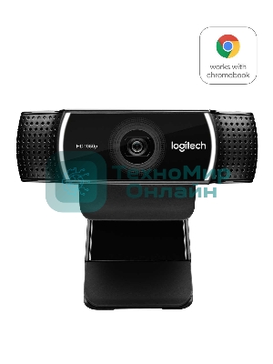 Веб-камера Logitech C922 Pro Stream 1920x1080, 30 кадр/с, USB Type-A, микрофон (2 шт, шумоподавление), автоматическая фокусировка, автоосвещение, универсальное крепление