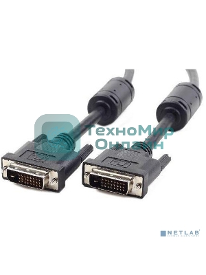 Кабель DVI-D dual link Cablexpert CC-DVI2L-BK-10, 25M/25M, 3.0м, CCS, черный, экран, феррит.кольца, пакет