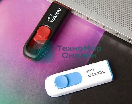 Флешка USB ADATA C008 (AC008-32G-RWE), 32Gb, USB 2.0, R/W 15/5, белый/синий