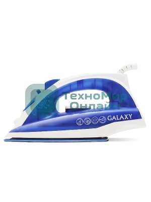 Утюг Galaxy Line GL 6121, синий, паровой, 1600 Вт, керамическое покрытие подошвы, указатель максимального уровня воды, индикатор нагрева, вертикальное отпаривание, паровой удар, функция увлажнения, защита от перегрева, резервуар для воды 470 мл, подача пара до 50 г/мин, паровой удар до 230 г/мин