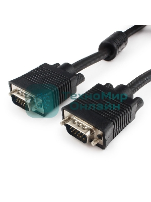 Кабель Gembird/Cablexpert VGA Premium, 15M/15M, 10м, черный, тройной экран, феррит.кольца