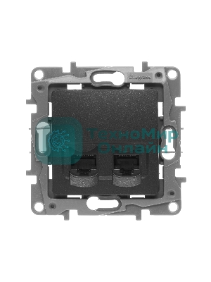 Розетка компьютерная 2-ая RJ45, кат.5е UTP 672655 Legrand Etika Антрацит
