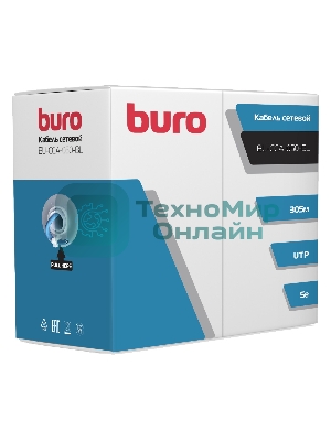 Кабель сетевой Buro BU-CCA-050-BL UTP 4 пары cat5E solid 0.50мм CCA 305м синий