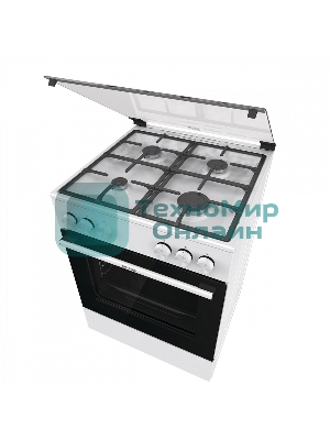Плита газовая Gorenje GG6A11WF белый, конфорок 4 газовых, духовка 72 л, 60 см x 85 см x 60 см