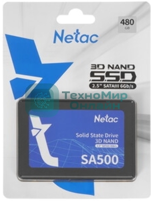 Накопитель SSD Netac SA500, 480Gb, SATA III, 2.5