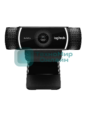 Веб-камера Logitech C922 Pro Stream 1920x1080, 30 кадр/с, USB Type-A, микрофон (2 шт, шумоподавление), автоматическая фокусировка, автоосвещение, универсальное крепление
