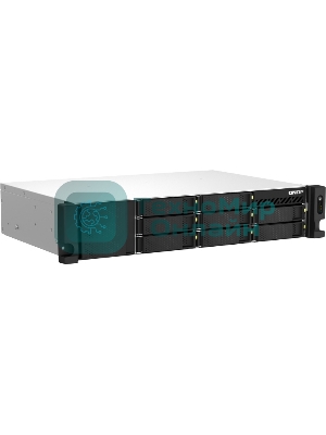 Сетевое хранилище SMB QNAP TS-873AeU-4G NAS 8x3.5/2.5 SATA/SSD trays, 2 x M2 PCIe, 2x 2.5 GbE, 2U rackmount, 1 PSU. AMD Ryzen V1500B 4-core/8-thread 2.2 GHz processor, 4 Gb DDR4 RAM (1*4 Gb) up to 64Gb (2*32 Gb). W/o rail kit RAIL-B02