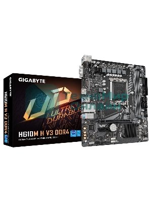 Материнская плата Gigabyte H610M H V3 DDR4, LGA 1700, Intel H610, 2xDDR4, 4xSATA, 1xM.2, 1xPCIe 4.0 x16, 1xPCIe x1, 1xHDMI, 1x 1Gb LAN, 2xUSB-A 3.2 Gen 1, 4xUSB-A 2.0, 3x 3.5 мм, 7.1, mATX