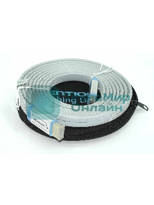 Кабель Vention HDMI (H450) 3m серый плоский в оплетке в круглом кейсе 12106