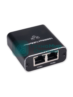 Сплиттер-разветвитель Cablexpert с питанием, 1 порт RJ45 -> 2 порта RJ45 100/1000Mbps, NCA-SP-03, коробка