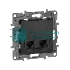 Розетка компьютерная 2-ая RJ45, кат.5е UTP 672655 Legrand Etika Антрацит