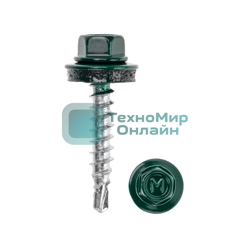 Саморез кровельный Kranz 4,8х29, окрашенный RAL 6005, короб (250 шт/уп)