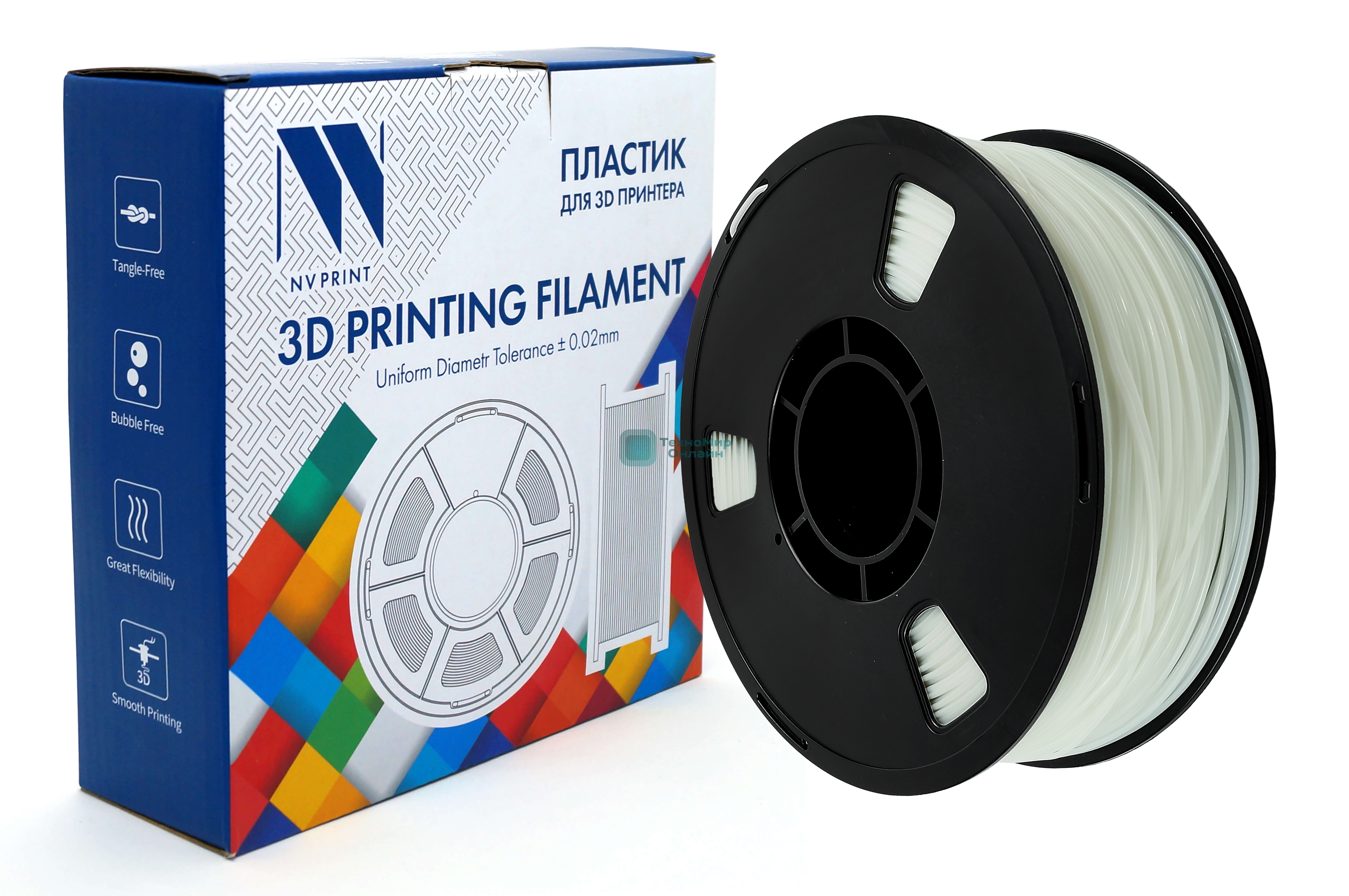 Филамент NVPrint TPU White 1 для 3D печати диаметр 1.75мм, масса 1,0 кг