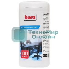 Салфетки Buro BU-Tsurl, 100 шт. для пластиковых поверхностей и офисной мебели туба 100шт влажных