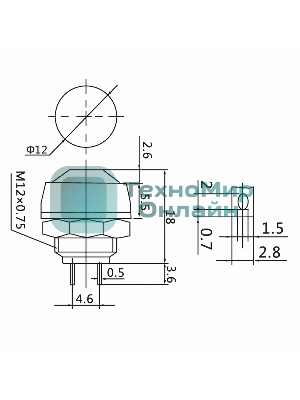 Выключатель-кнопка Rexant 250V 1А (2с) OFF-(ON) Б/Фикс синяя Micro