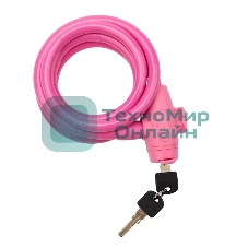 Тросовый замок взломостойкий для велосипедов и колясок с ключом Четыре сезона 150 см розовый 79-0314