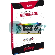 Оперативная память Kingston Fury Renegade, DDR5, 32GB (2x16GB), 6400MHz, CL32, DIMM, с радиатором, RGB, серебристый/черный