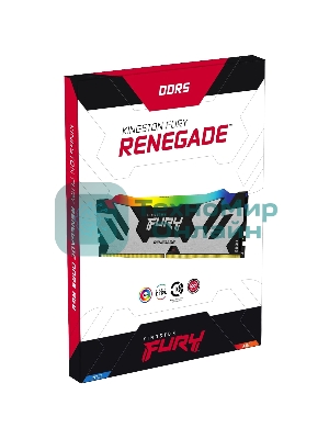 Оперативная память Kingston Fury Renegade, DDR5, 32GB (2x16GB), 6400MHz, CL32, DIMM, с радиатором, RGB, серебристый/черный
