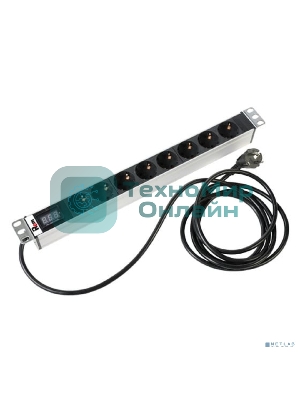 Блок розеток Rem-16 с амперметром, 8 Shuko, 16A, алюм., 19