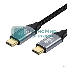 Кабель Bion USB Type-C - Type-C (CM/CM), 100W, USB 3.1 Gen2, 4K@60Hz, 10 Гбит/с, 3 м, тканевая оплетка, черный BXP-CCP-USBC3.1-CMCM-030M-B