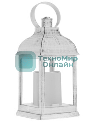 Декоративный фонарь Neon-night со свечкой, белый корпус, размер 10.5х10.5х22,35 см, цвет теплый белый
