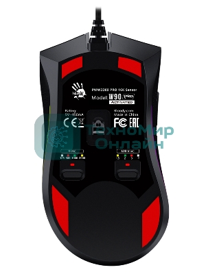 Мышь проводная A4Tech Bloody W90 Pro черный, 16000 dpi, USB, кнопки - 10
